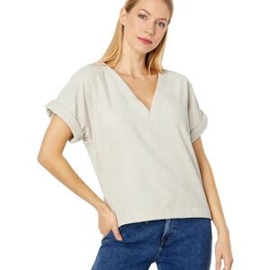 Madewell Collette drapey v neck corduroy top shirt women’s medium cream